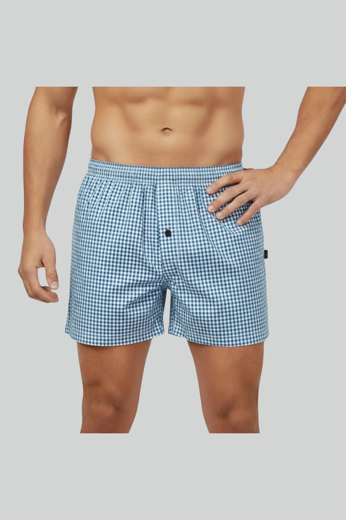 Soft Grey Mini-Check Woven Boxer