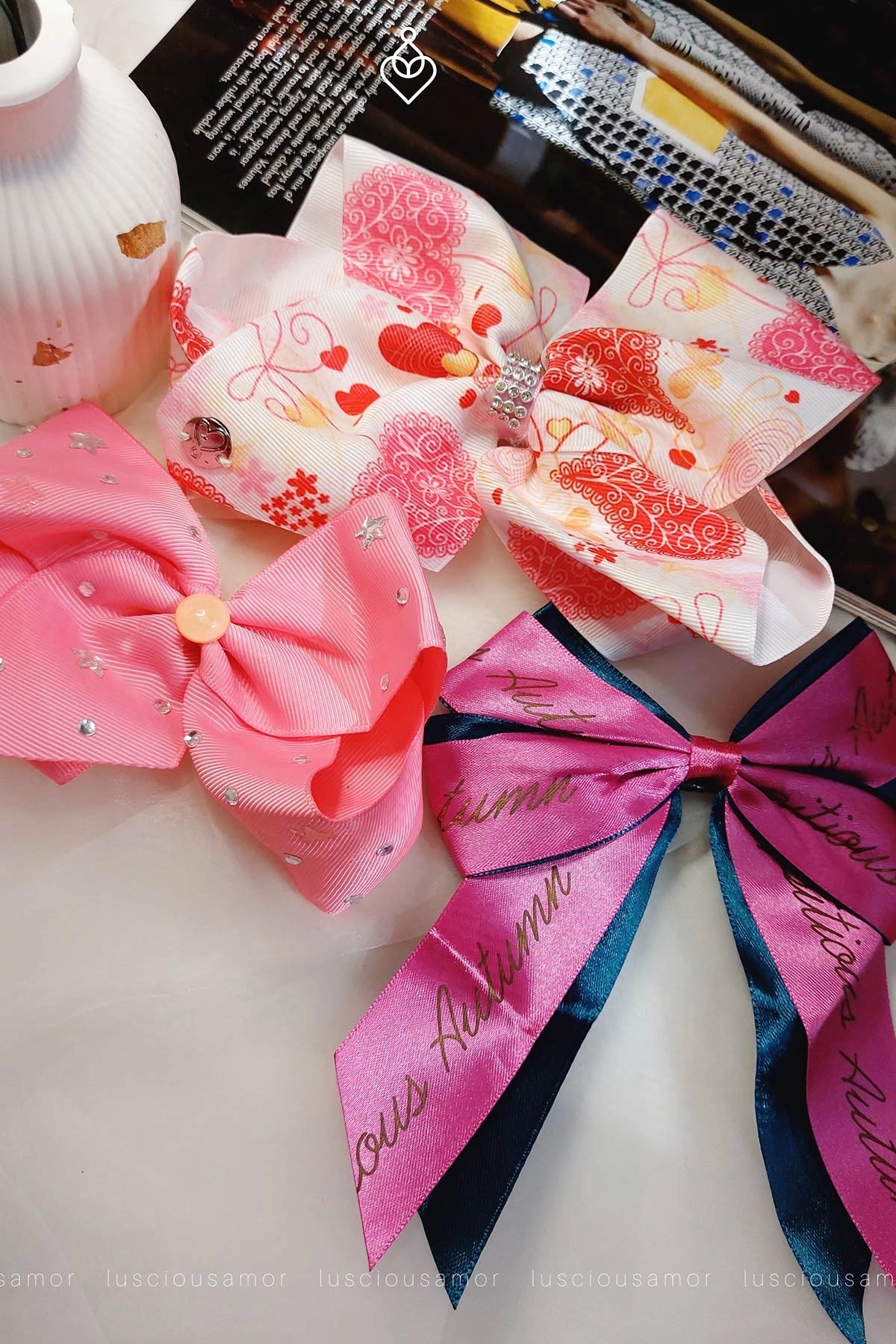 Satin Fabric Bow Hair Clip-LA-001-B