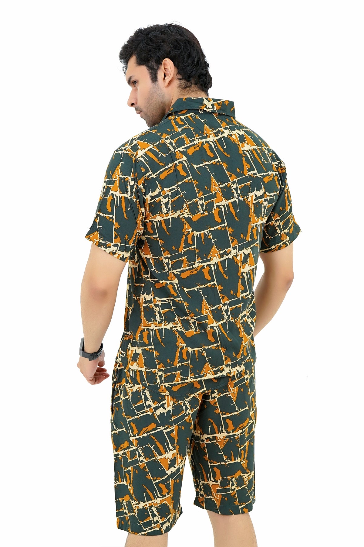 Islander Deep Reef Lines Shirt & Shorts Set For Men (A012)