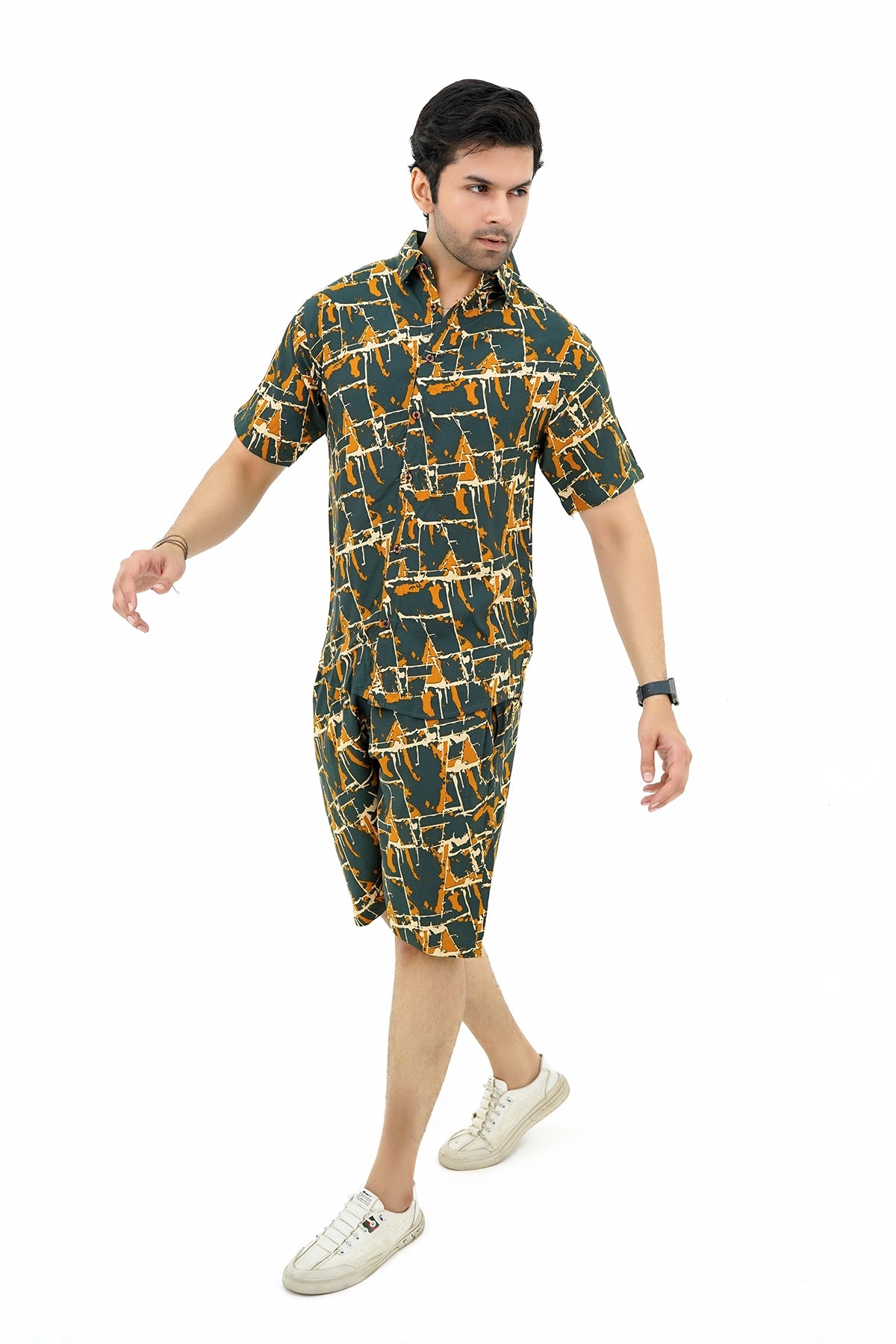 Islander Deep Reef Lines Shirt & Shorts Set For Men (A012)