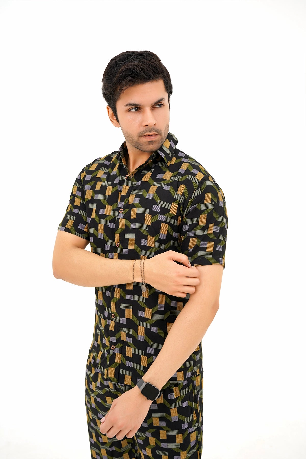 Islander Dune Echo Print Shirt & Shorts Set For Men(A018)
