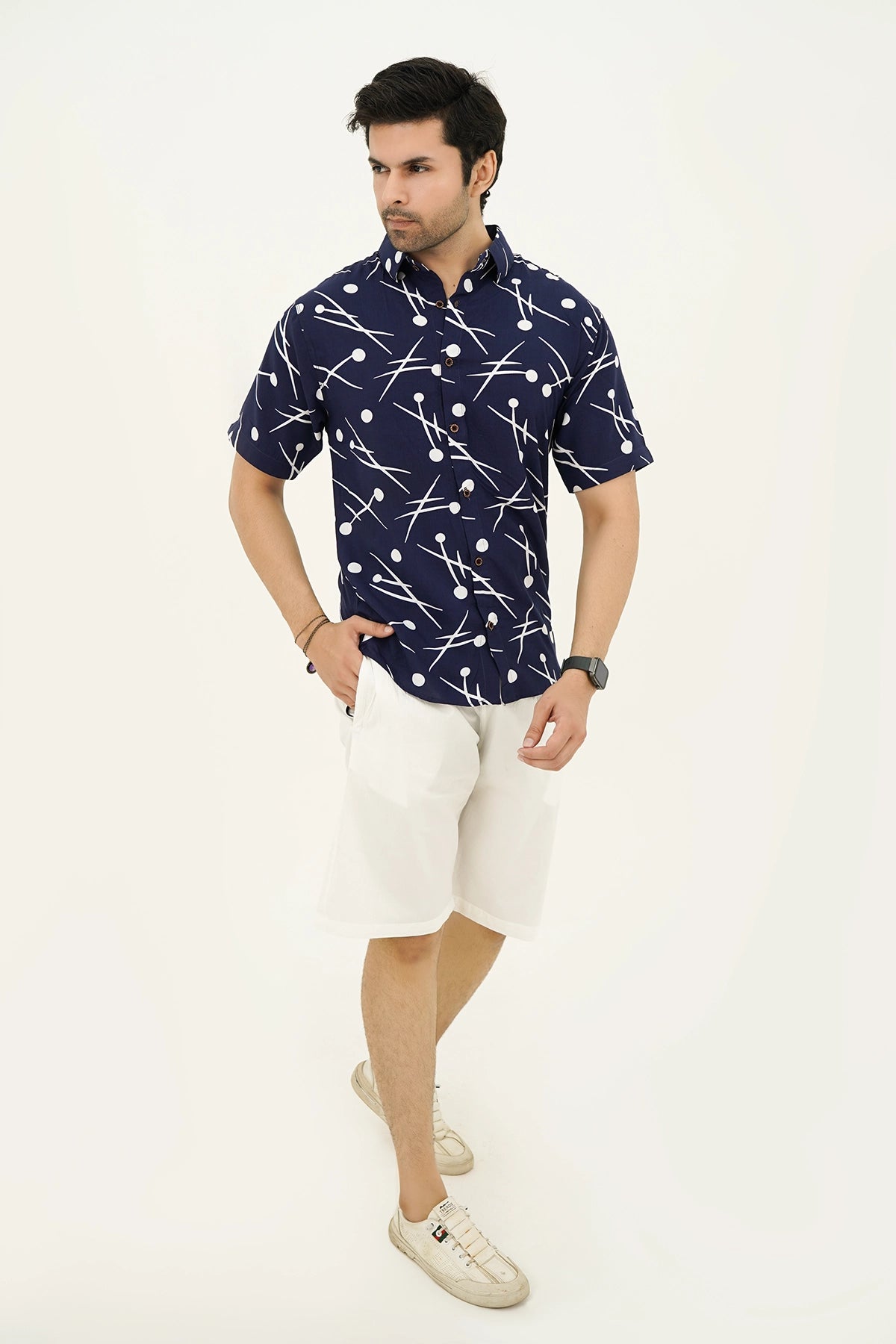 Islander Horizon Dots Shirt With Off White Short(A014)