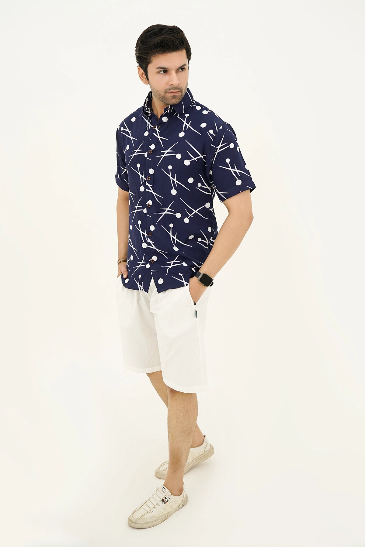 Islander Horizon Dots Shirt With Off White Short(A014)