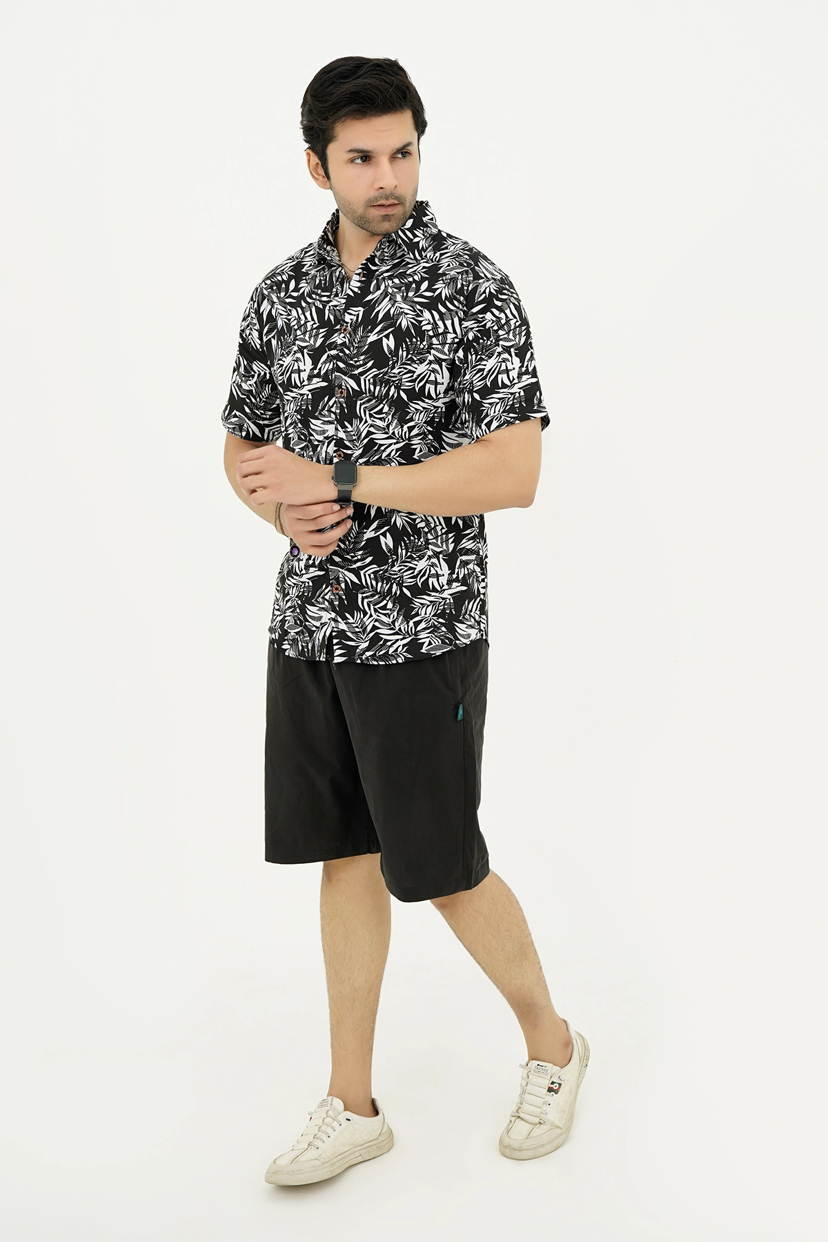 Islander Monochrome Leafstorm Shirt With Black Short(A003)