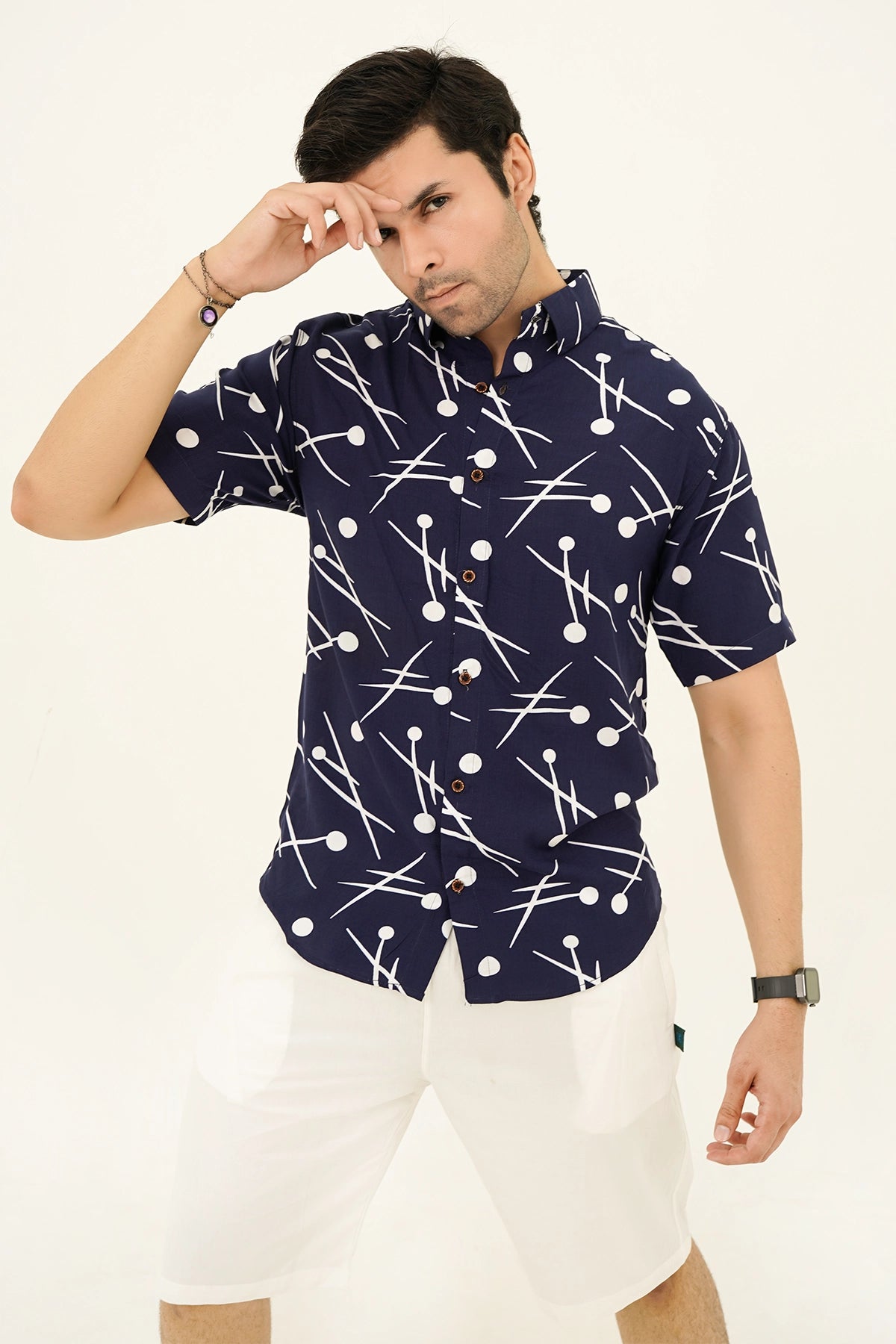 Islander Horizon Dots Shirt With Off White Short(A014)