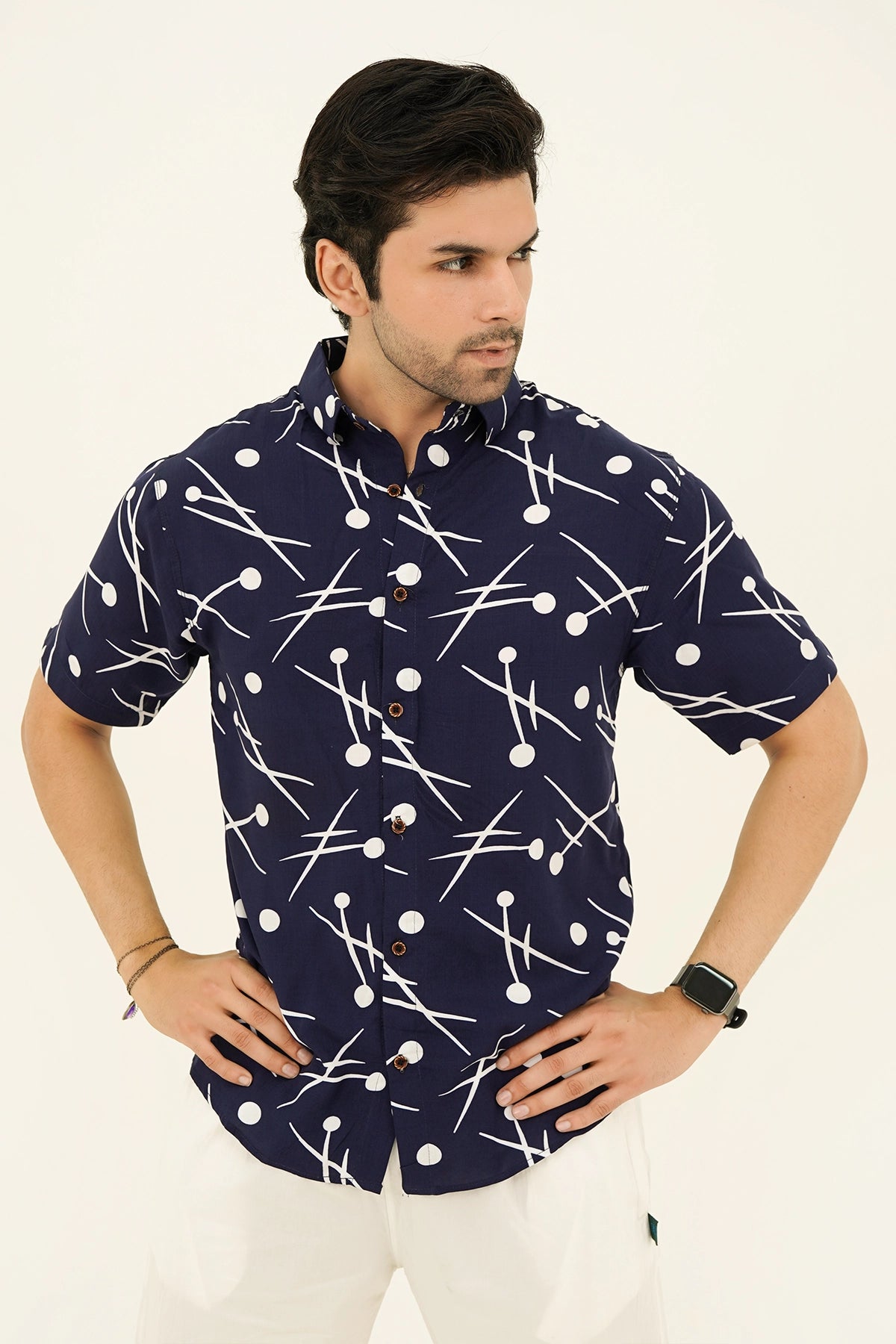 Islander Horizon Dots Shirt With Off White Short(A014)