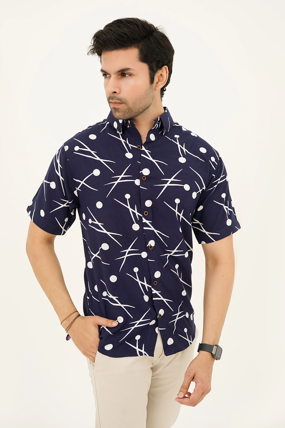 Islander Horizon Dots Shirt With Off White Short(A014)