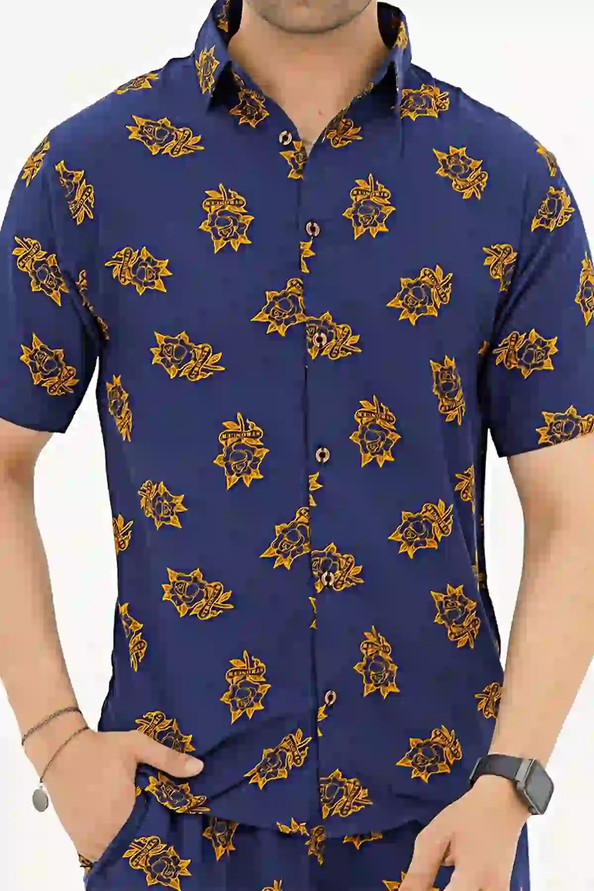Islander Sunset Bloom Shirt & Shorts Set For Men (A001)