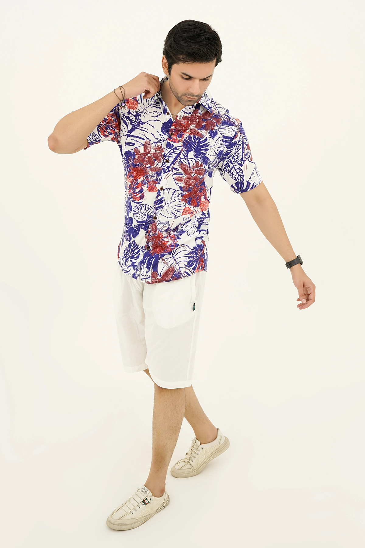 Islander Tropical Mist Shirt With Off White Short(A005)