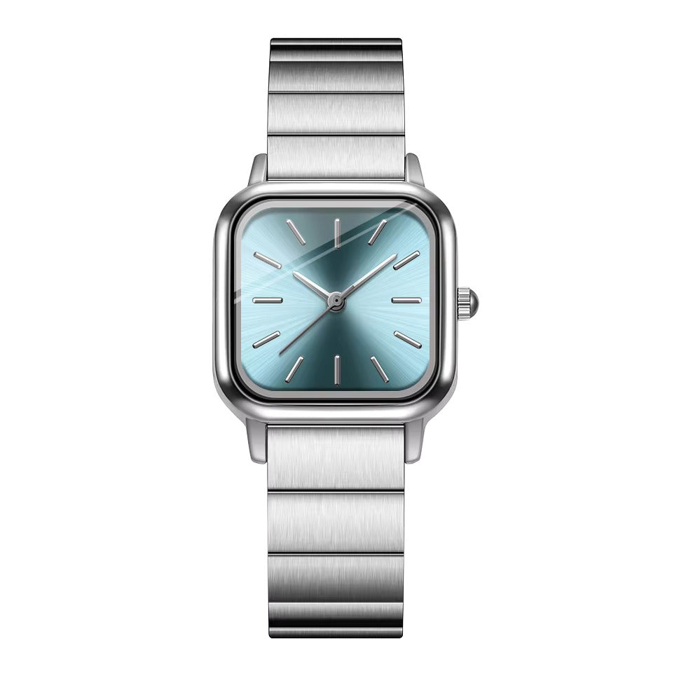 Luxury Stainless Steel Back Geneva Quartz Watch 3Bar Water Resistant Women Watch
