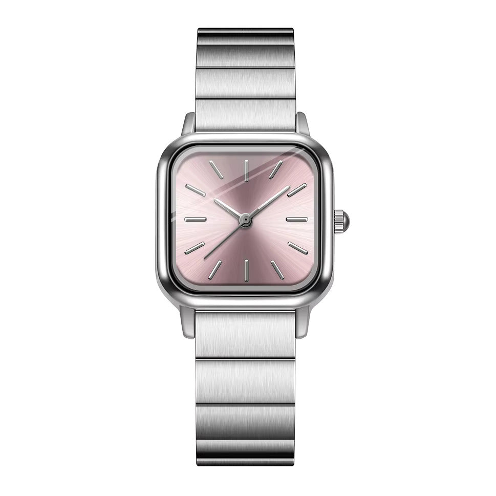 Luxury Stainless Steel Back Geneva Quartz Watch 3Bar Water Resistant Women Watch