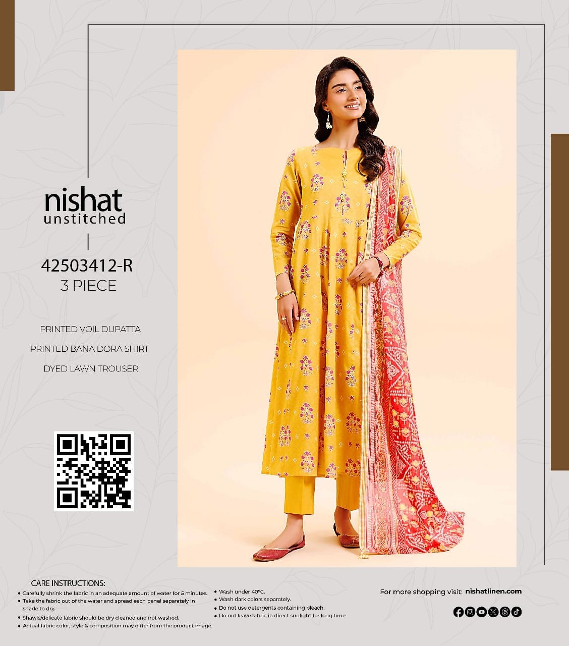 Nishat 3 piece printed Doriya Lawn