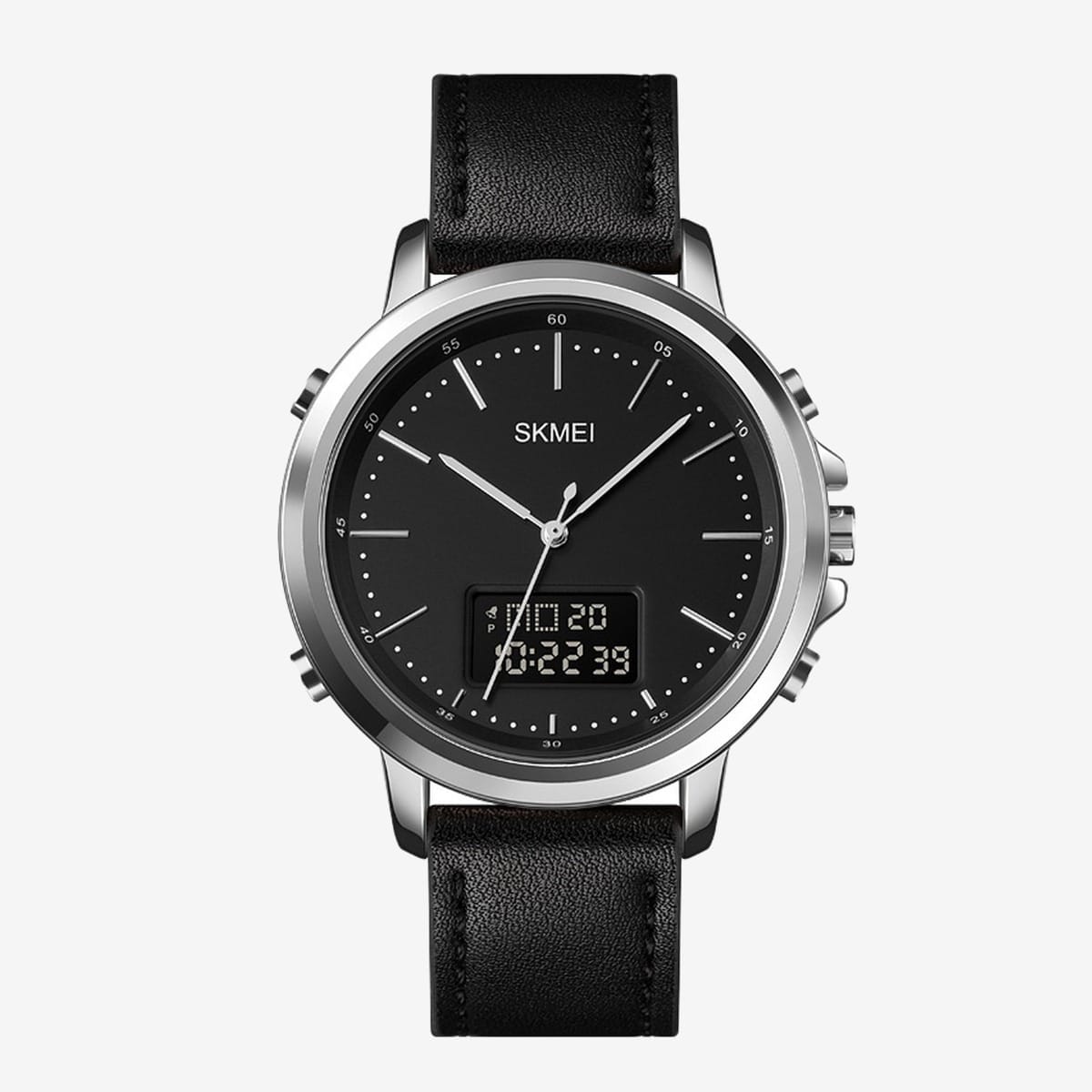 Skmei Men’s Fashion Digital Watch Analog Leather Multifunctional Waterproof Men’s Watch | Skemi Men Digital Analog Watch