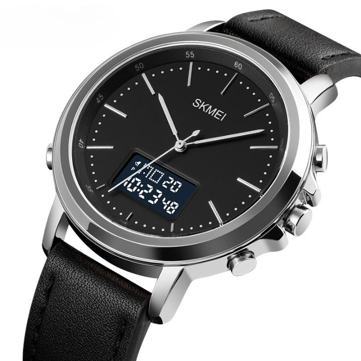 Skmei Men’s Fashion Digital Watch Analog Leather Multifunctional Waterproof Men’s Watch | Skemi Men Digital Analog Watch