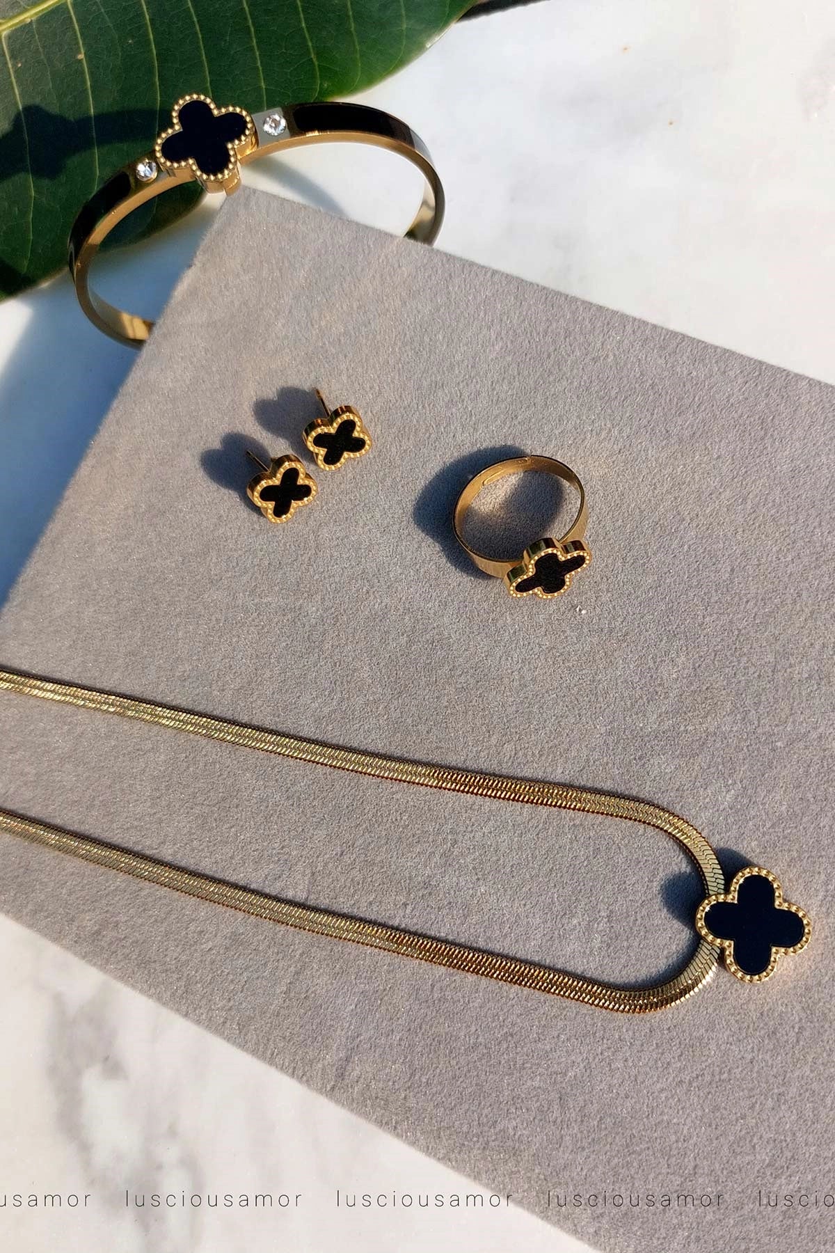 Stainless steel clover flower set LA001-C