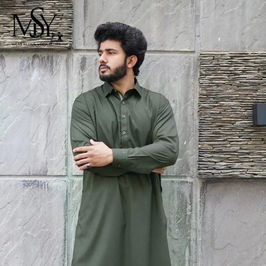 Shalwar Kameez - Olive Green S