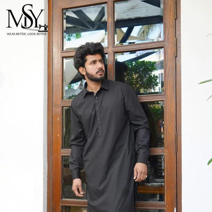 Shalwar Kameez - Rich Black - Open Market Pakistan