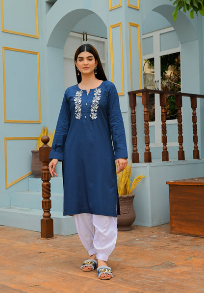 Premium Cotton One-Piece with Bold Embroidery Contrast - Open Market Pakistan