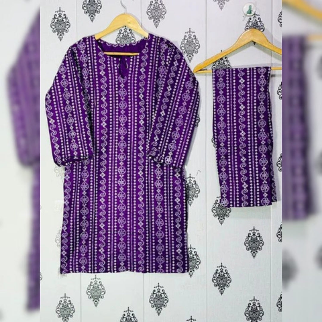 Chunri Print 2pc Dress Stuff: Linen Print For Girls - Open Market Pakistan