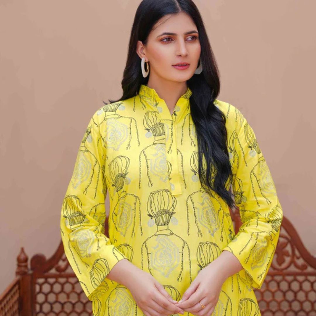 Radiant Yellow Ethnic Brand Two-Piece Suits - Premium Linen Collection - Open Market Pakistan