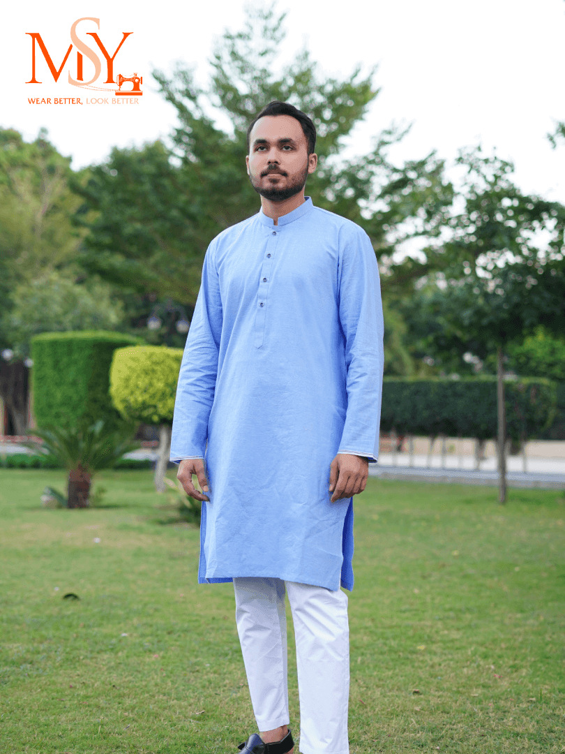 Kurta Khaddar Blue - Open Market Pakistan