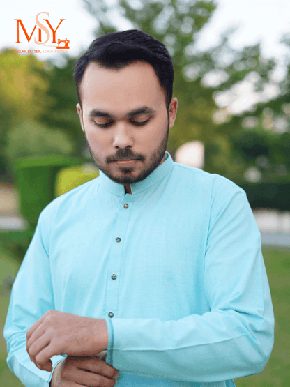 Kurta Khaddar Ice Blue - Open Market Pakistan