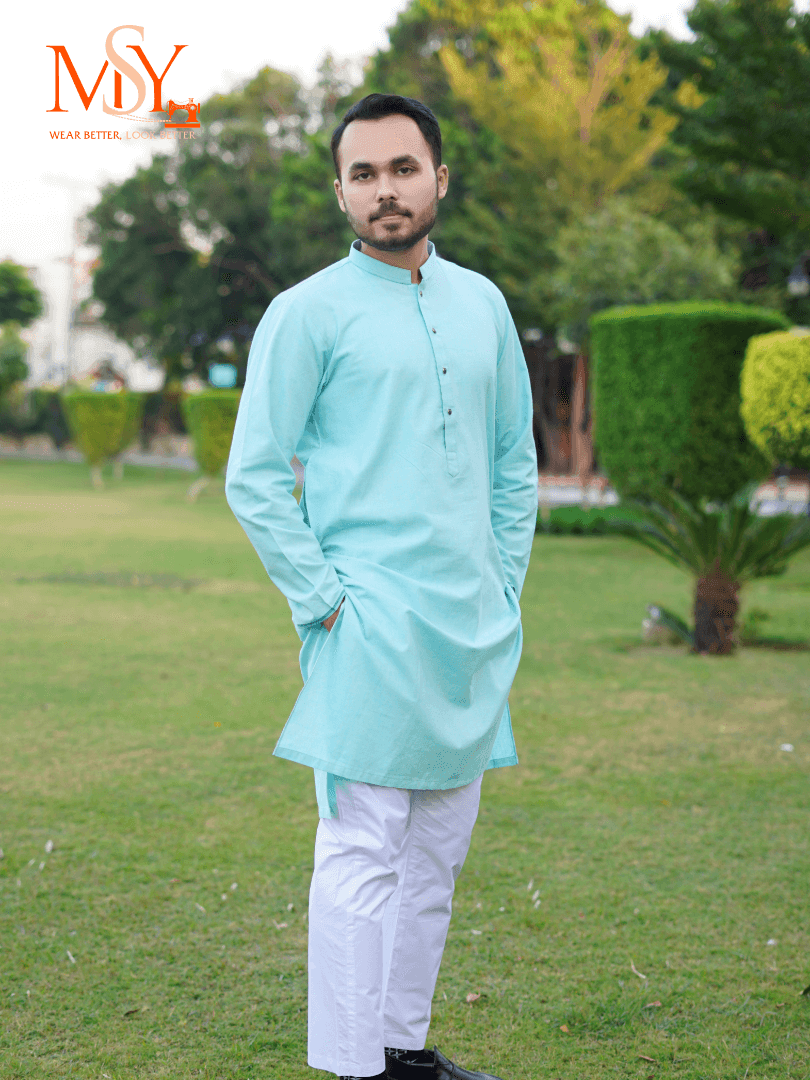 Kurta Khaddar Ice Blue - Open Market Pakistan