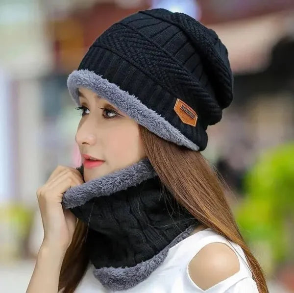 Coral Fleece Scarf Hats Winter Beanies Soft For Men’s And Women’s - Open Market Pakistan