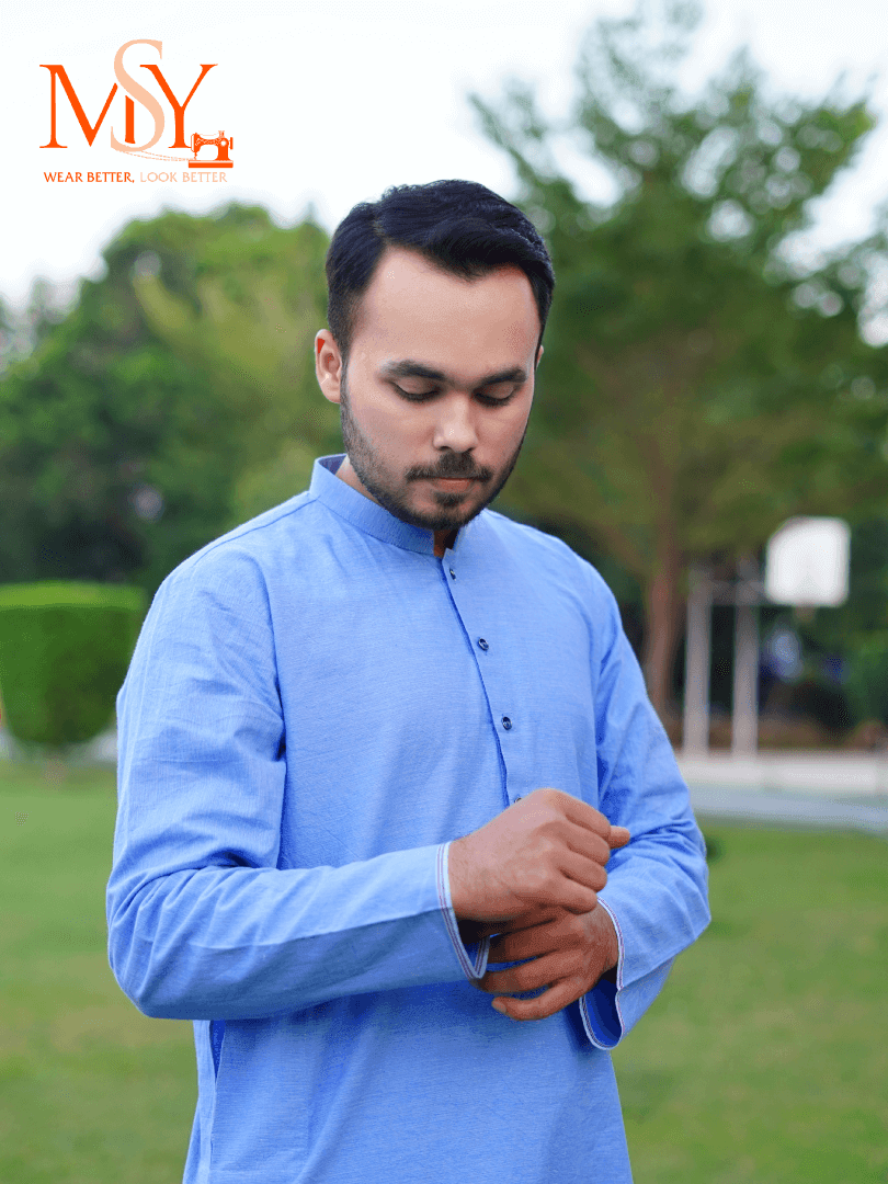 Kurta Khaddar Blue - Open Market Pakistan