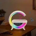 Multi-functional Led Clock Display Speaker G Lamp Bt- 3401 | Led Wireless Charging Speaker, G-shaped Speaker Light, Bluetooth Mp3 Player, Night Light And Alarm Clock - Open Market Pakistan