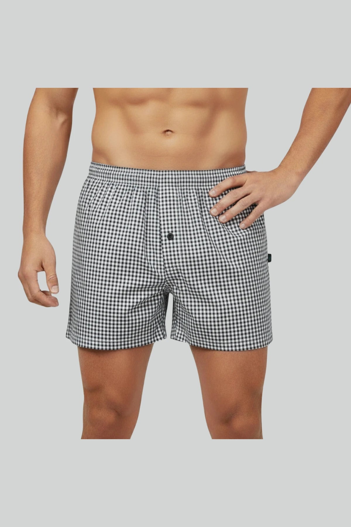 Black Grid Check Woven Boxer
