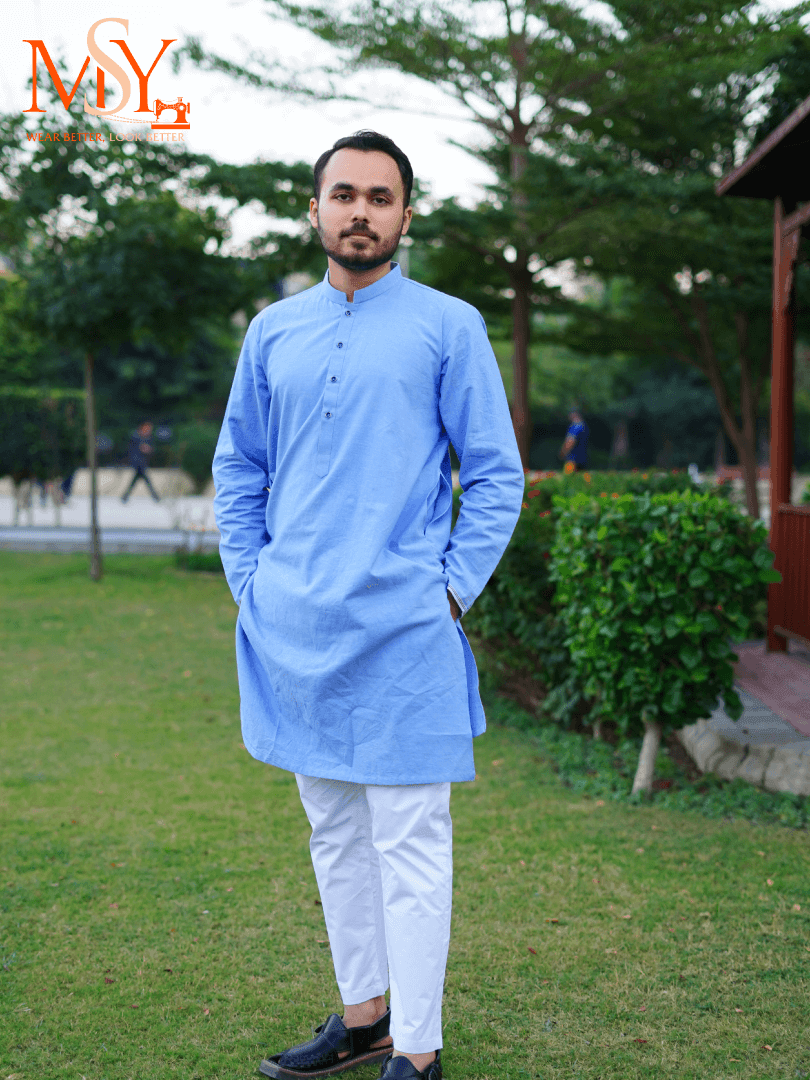 Kurta Khaddar Blue - Open Market Pakistan