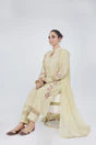 Rose Embroidered Cotton Net 3-Piece Dress with Organza and Sequins - Open Market Pakistan