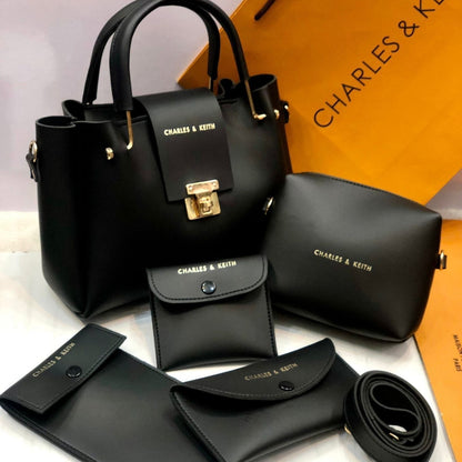 5 Pcs Shoulder Bag Set For Girls Charles & Keith Handbag - Open Market Pakistan