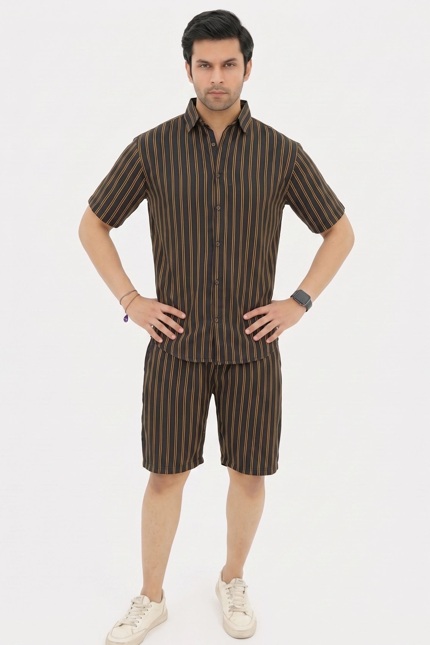 A009 – Midnight Stripe Casual Set