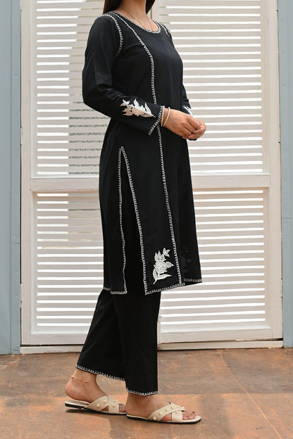Black Rose- 2pc Embroidered