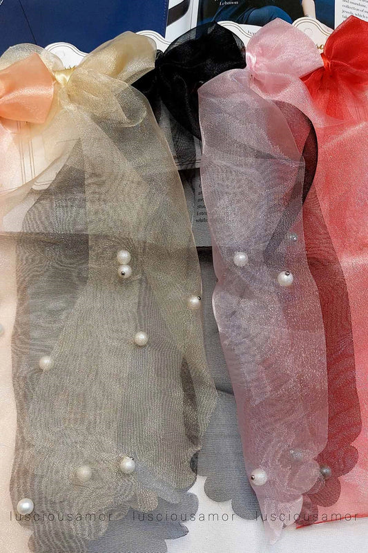 tissue Fabric Bow Hair Clip-LA001-B