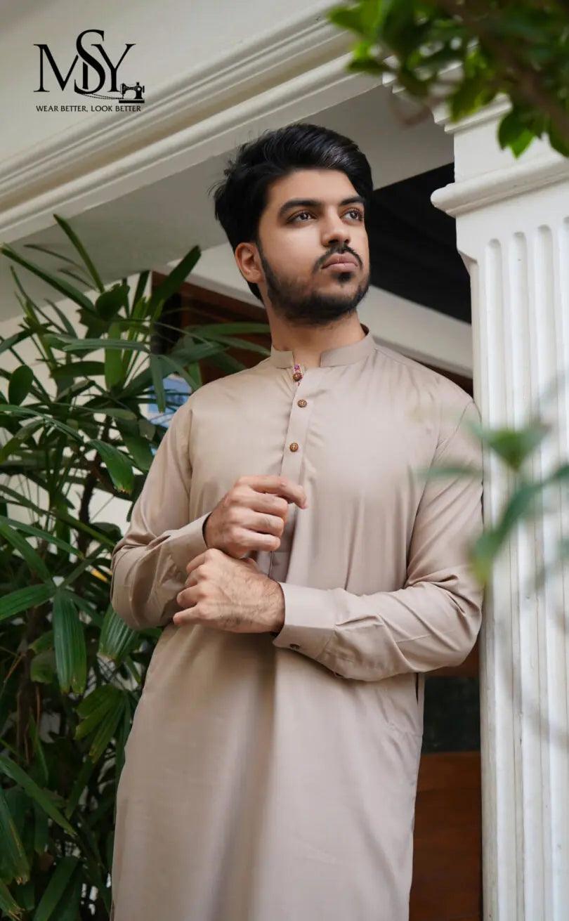 Shalwar Kurta - Mushroom - Open Market Pakistan