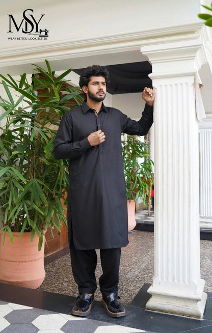 Shalwar Kameez - Rich Black - Open Market Pakistan