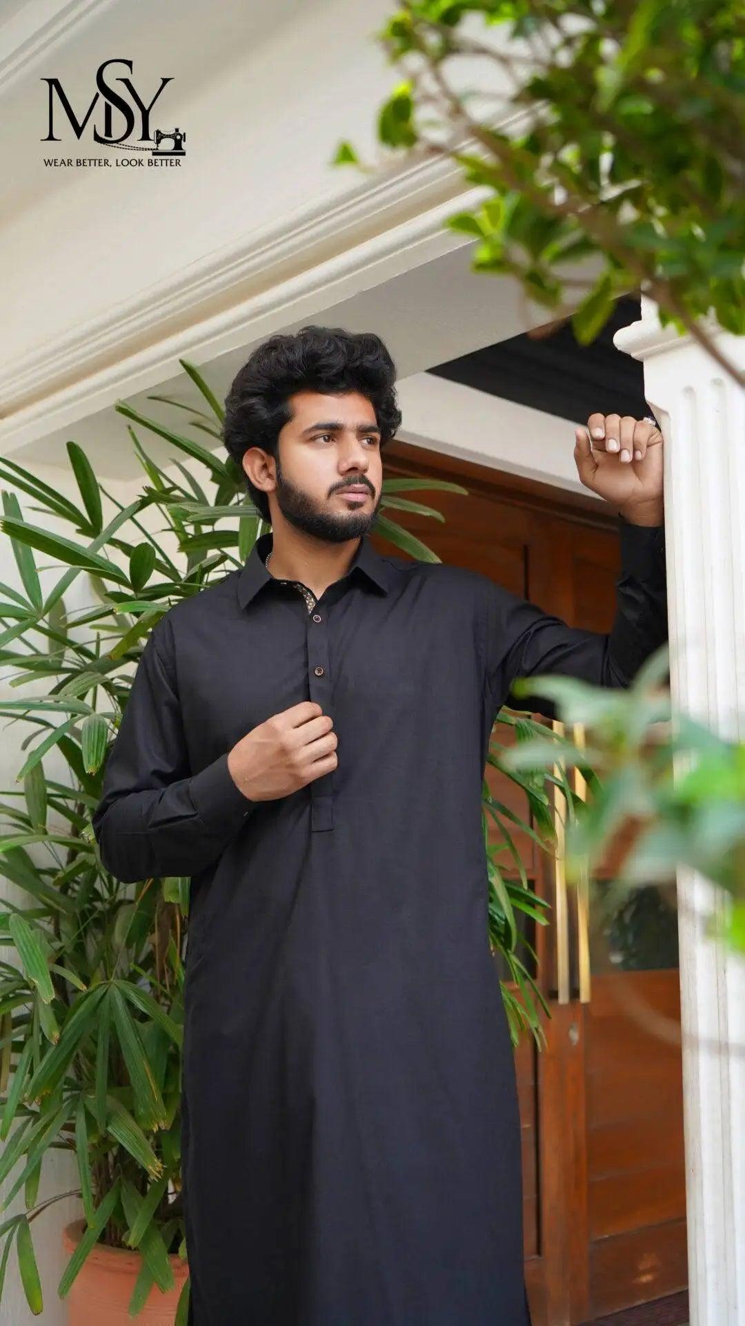 Shalwar Kameez - Rich Black - Open Market Pakistan