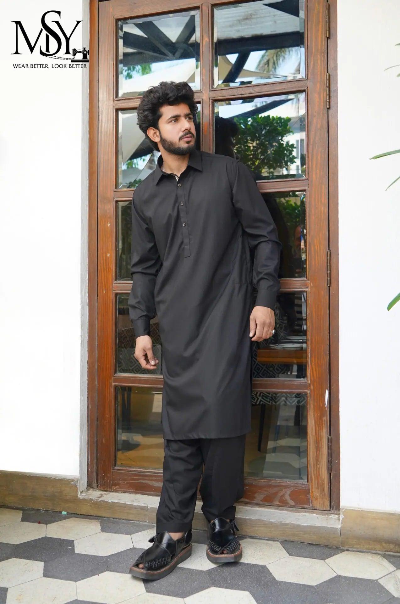 Shalwar Kameez - Rich Black - Open Market Pakistan