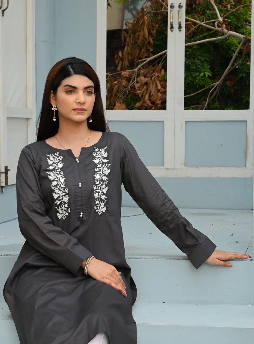 Stylish Cotton One-Piece with Bold Embroidery - Open Market Pakistan