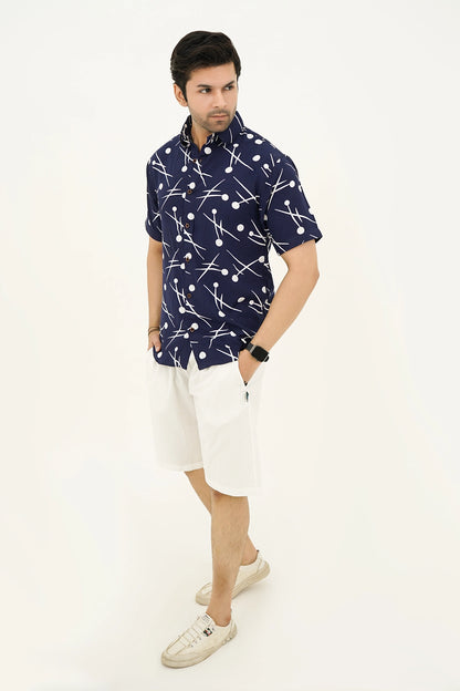 Islander Horizon Dots Shirt With Off White Short(A014)