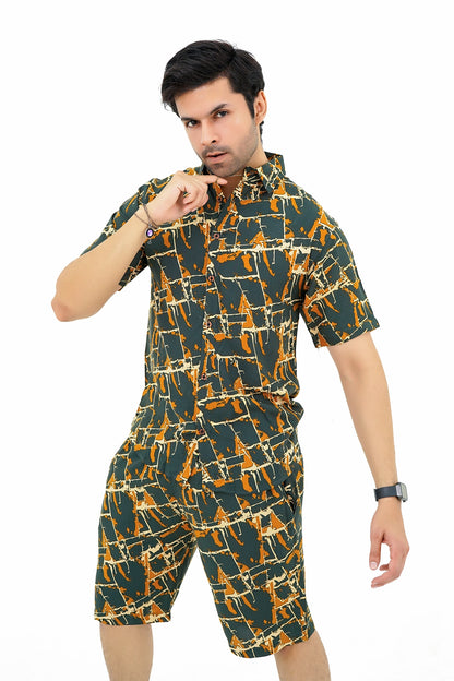 Islander Deep Reef Lines Shirt & Shorts Set For Men (A012)