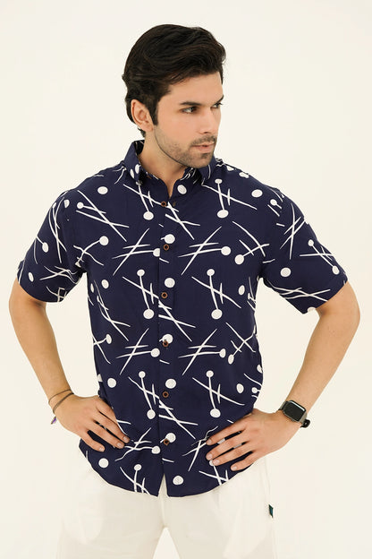 Islander Horizon Dots Shirt With Off White Short(A014)