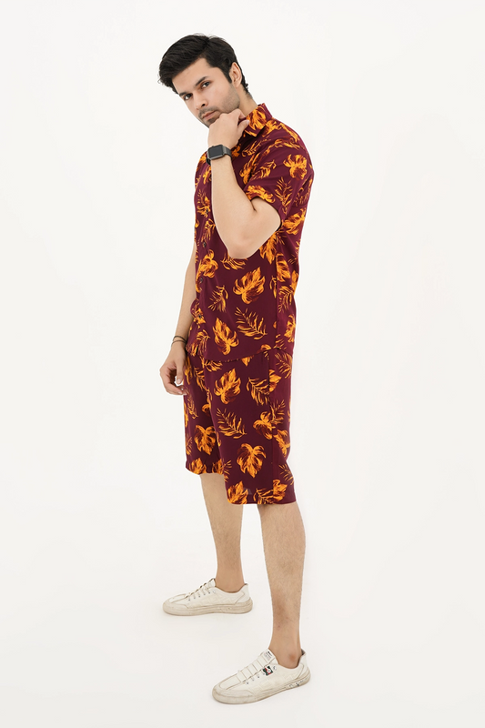 Islander Jungle Sunset Shirt & Shorts Set For Men (A019)
