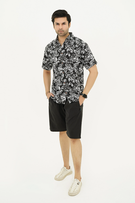 Islander Monochrome Leafstorm Shirt With Black Short(A003)