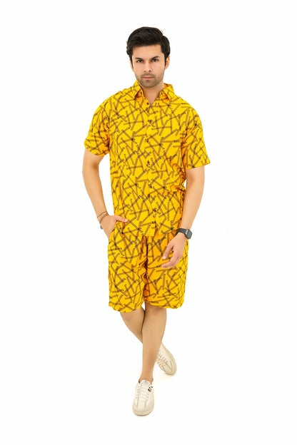 Islander Sandy Gridline Shirt & Shorts Set For Men (A011)