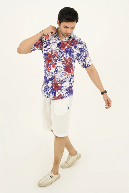 Islander Tropical Mist Shirt With Off White Short(A005)