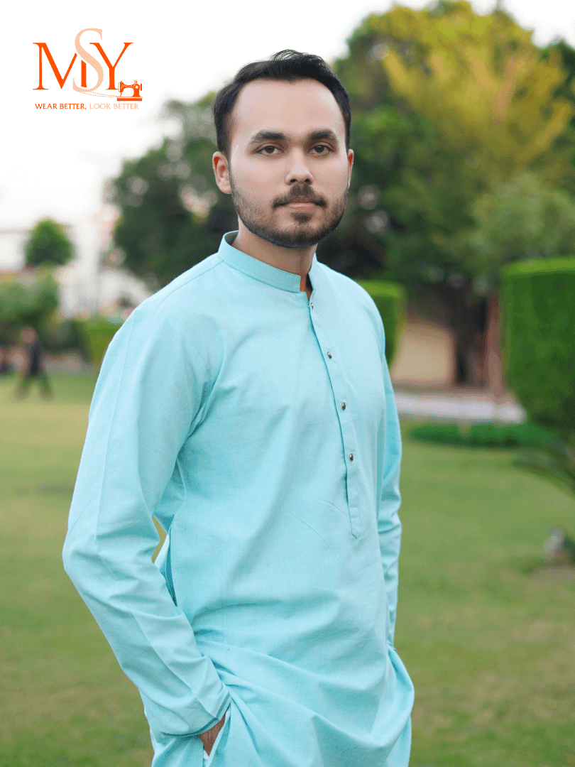 Kurta Khaddar Ice Blue - Open Market Pakistan